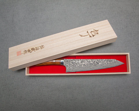 Takeshi Saji R2/SG2 Black Damascus 240mm Kiritsuke Gyuto with Ironwood Handle