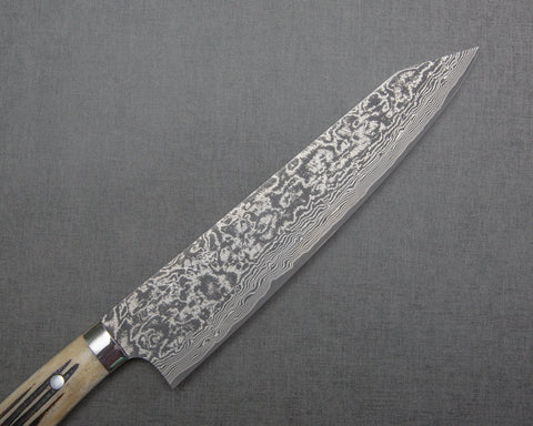 Takeshi Saji R2/SG2 Black Damascus 240mm Kiritsuke with White Stag Bone Handle