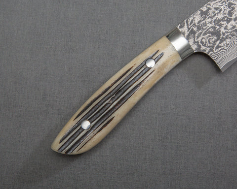 Takeshi Saji R2/SG2 Black Damascus 240mm Kiritsuke with White Stag Bone Handle
