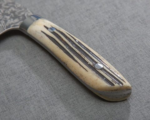 Takeshi Saji R2/SG2 Black Damascus 240mm Kiritsuke with White Stag Bone Handle