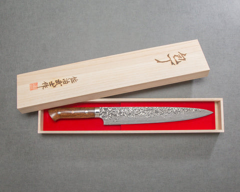 Takeshi Saji R2/SG2 Black Damascus 270mm Sujihiki with Ironwood Handle