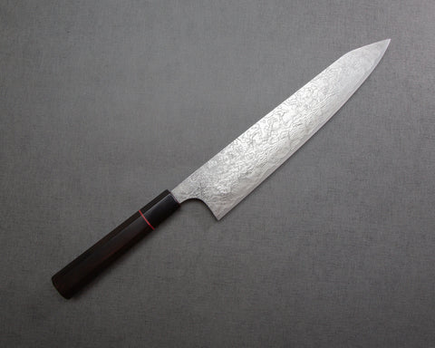 Takeshi Saji R2/SG2 Diamond Damascus 270mm Kiritsuke Gyuto with Red Ring Buffalo Horn Handle
