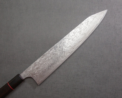 Takeshi Saji R2/SG2 Diamond Damascus 270mm Kiritsuke Gyuto with Red Ring Buffalo Horn Handle