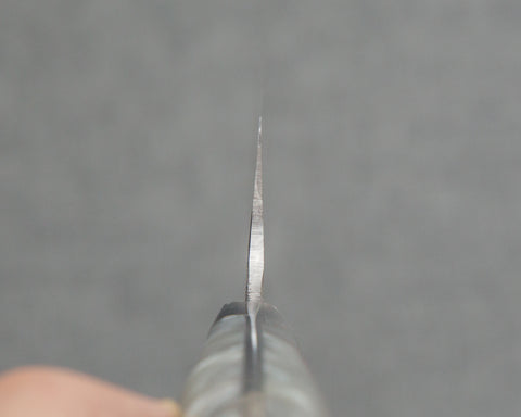 Takeshi Saji VG10 Tsuchime Damascus 240mm Gyuto with Polished White Marble Acrylic Handle