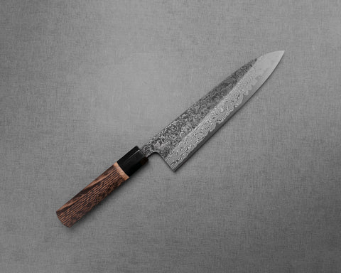 Yoshikane SLD Kurosome Damascus 210mm Gyuto with Charred Chestnut / Buffalo Horn Handle