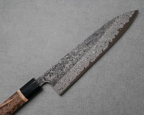 Yoshikane SLD Kurosome Damascus 210mm Gyuto with Charred Chestnut / Buffalo Horn Handle