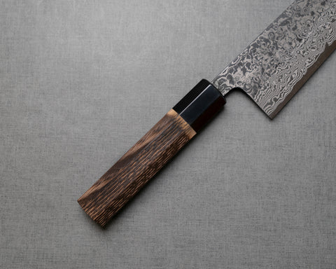 Yoshikane SLD Kurosome Damascus 210mm Gyuto with Charred Chestnut / Buffalo Horn Handle
