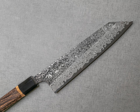 Yoshikane SLD Kurosome Damascus 210mm Kiritsuke Gyuto with Charred Chestnut / Buffalo Horn Handle
