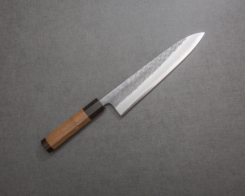 Yoshikane Shirogami #2 Kurouchi Tsuchime Gyuto with Enju Handle