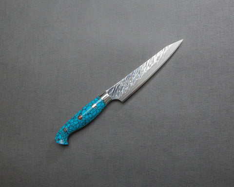 Yu Kurosaki R2/SG2 "Fujin" 135mm Kiritsuke Petty with Turquoise Handle