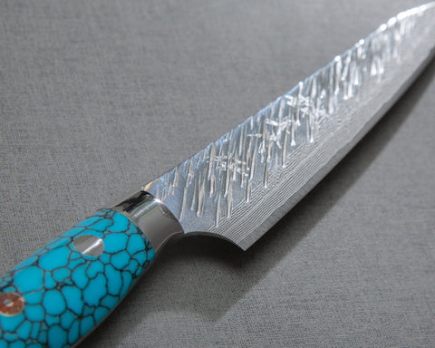Yu Kurosaki R2/SG2 "Fujin" 135mm Kiritsuke Petty with Turquoise Handle