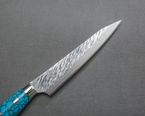 Yu Kurosaki R2/SG2 "Fujin" 135mm Kiritsuke Petty with Turquoise Handle