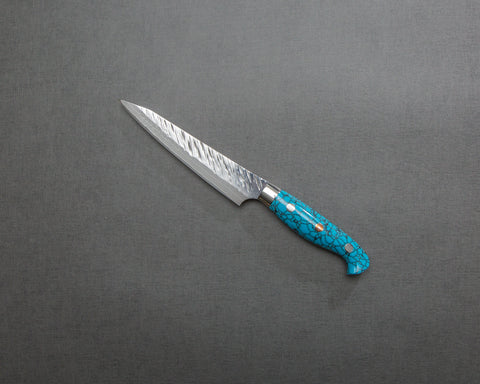Yu Kurosaki R2/SG2 "Fujin" 135mm Kiritsuke Petty with Turquoise Handle