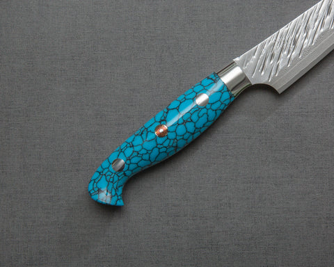 Yu Kurosaki R2/SG2 "Fujin" 135mm Kiritsuke Petty with Turquoise Handle