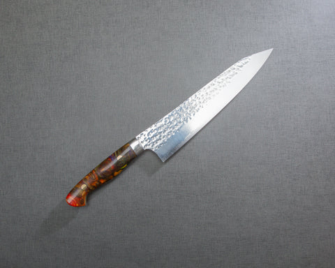 Yu Kurosaki「Senko」R2/SG2 210mm Kiritsuke Gyuto 搭配拋光栗色琥珀壓克力手柄