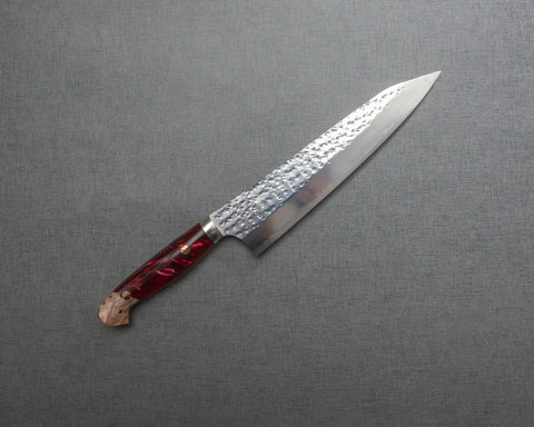 Yu Kurosaki "Senko" R2/SG2 210mm Gyuto with Stabilized Wood / Polished Ruby Acrylic Handle