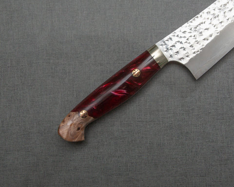 Yu Kurosaki "Senko" R2/SG2 210mm Gyuto with Stabilized Wood / Polished Ruby Acrylic Handle