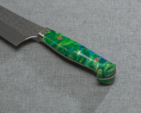 Yu Kurosaki "Senko" R2/SG2 210mm Gyuto with Polished Emerald Acrylic Handle