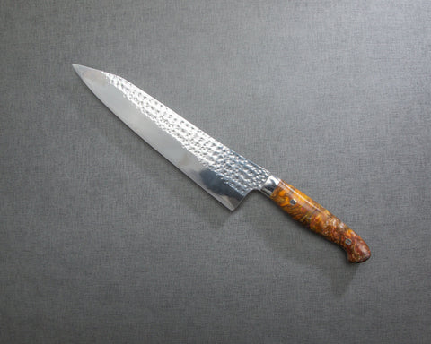 Yu Kurosaki "Senko" R2/SG2 240mm Kiritsuke Gyuto with Polished Flowing Amber Acrylic Handle