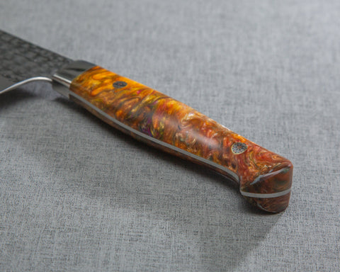 Yu Kurosaki "Senko" R2/SG2 240mm Kiritsuke Gyuto with Polished Flowing Amber Acrylic Handle