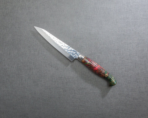 Yu Kurosaki "Senko" R2/SG2 130mm Petty with Polished Scarlet and Green Marble Acrylic Handle