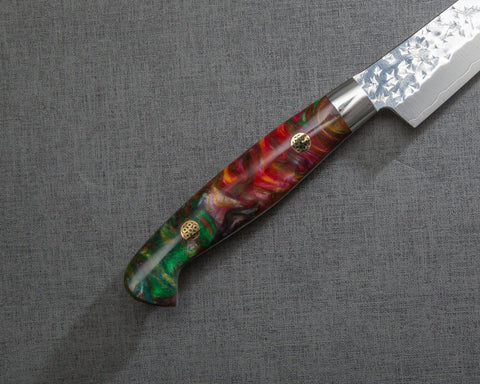 Yu Kurosaki "Senko" R2/SG2 130mm Petty with Polished Scarlet and Green Marble Acrylic Handle