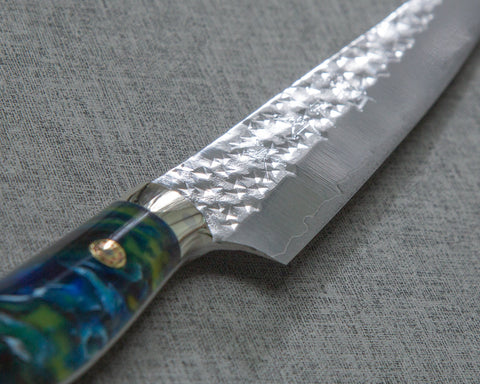 Yu Kurosaki "Senko" R2/SG2 130mm Petty with Polished Azurite Malachite Acrylic Handle