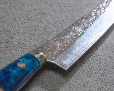 Yu Kurosaki "Senko" R2/SG2 150mm Petty with Stabilized Wood / Polished Ocean Blue Acrylic Handle