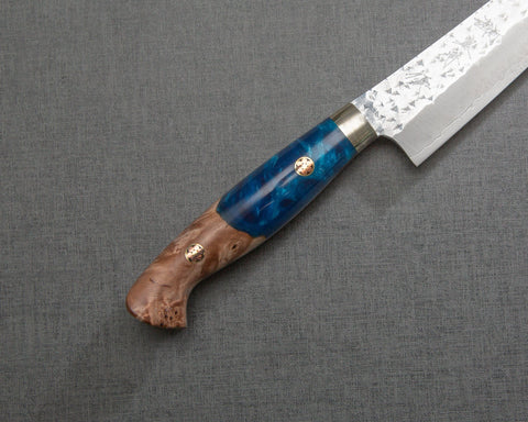 Yu Kurosaki "Senko" R2/SG2 150mm Petty with Stabilized Wood / Polished Ocean Blue Acrylic Handle