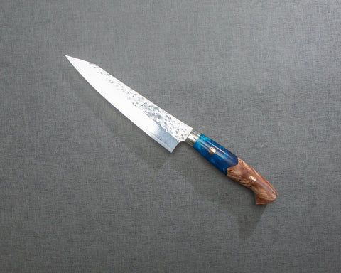 Yu Kurosaki "Senko" R2/SG2 150mm Petty with Stabilized Wood / Polished Ocean Blue Acrylic Handle