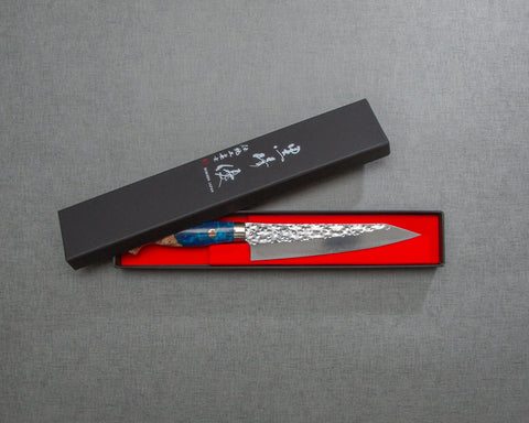 Yu Kurosaki "Senko" R2/SG2 150mm Petty with Stabilized Wood / Polished Ocean Blue Acrylic Handle