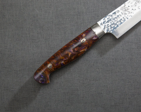 Yu Kurosaki "Senko" R2/SG2 240mm Kiritsuke Sujihiki with Polished Flowing Amber and Amethyst Acrylic Handle