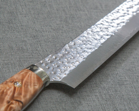 Yu Kurosaki "Senko" R2/SG2 240mm Sujihiki with Stabilized Wood / Polished Navy Acrylic Handle
