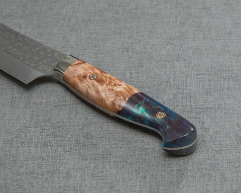Yu Kurosaki "Senko" R2/SG2 240mm Sujihiki with Stabilized Wood / Polished Navy Acrylic Handle