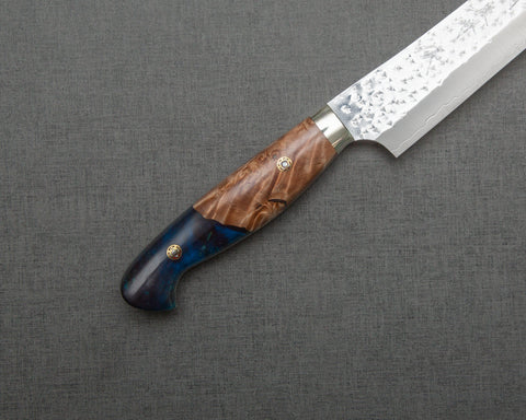 Yu Kurosaki "Senko" R2/SG2 240mm Sujihiki with Stabilized Wood / Polished Navy Acrylic Handle