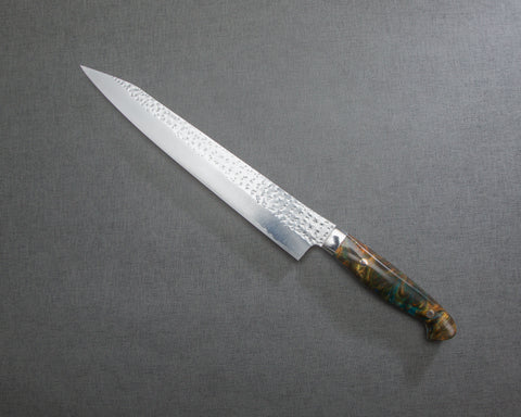 Yu Kurosaki "Senko" R2/SG2 270mm Kiritsuke Sujihiki with Polished Azurite Malachite Acrylic Handle