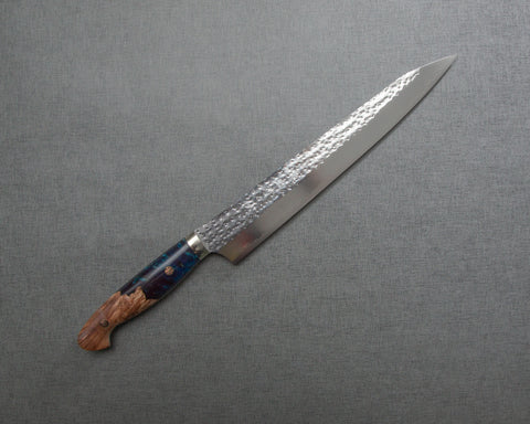 Yu Kurosaki "Senko" R2/SG2 270mm Sujihiki with Stabilized Wood / Polished Navy Acrylic Handle