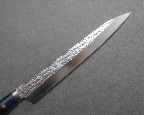Yu Kurosaki "Senko" R2/SG2 270mm Sujihiki with Stabilized Wood / Polished Navy Acrylic Handle