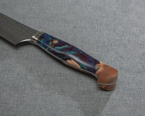 Yu Kurosaki "Senko" R2/SG2 270mm Sujihiki with Stabilized Wood / Polished Navy Acrylic Handle