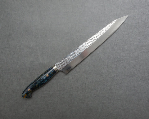 Yu Kurosaki "Senko" R2/SG2 270mm Sujihiki with Polished Navy and Amber Acrylic Handle