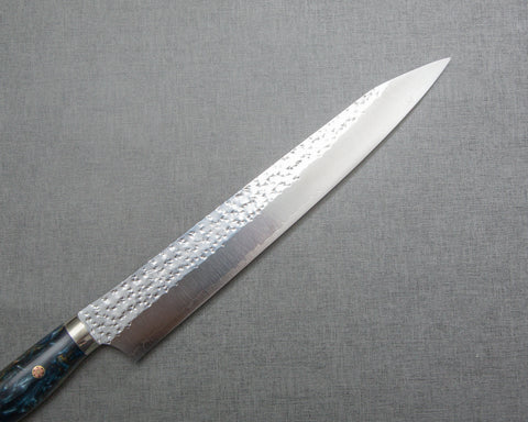 Yu Kurosaki "Senko" R2/SG2 270mm Sujihiki with Polished Navy and Amber Acrylic Handle
