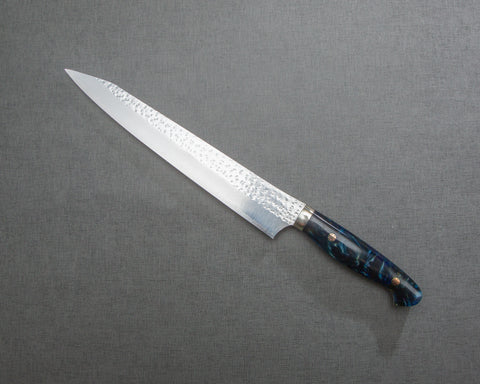 Yu Kurosaki "Senko" R2/SG2 270mm Sujihiki with Polished Navy and Amber Acrylic Handle