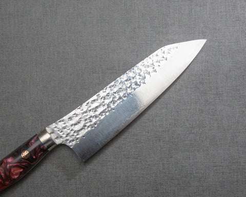 Yu Kurosaki "Senko" R2/SG2 170mm Santoku with Polished Flowing Scarlet Marble Acrylic Handle