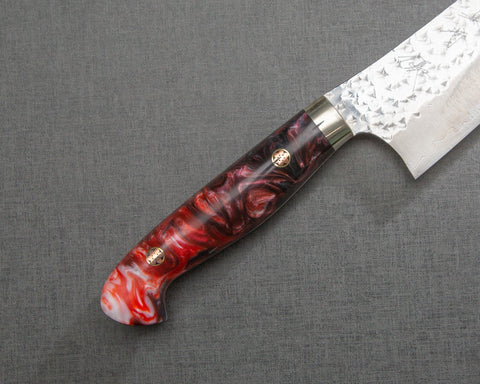 Yu Kurosaki "Senko" R2/SG2 170mm Santoku with Polished Flowing Scarlet Marble Acrylic Handle