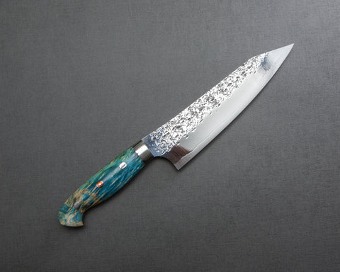 Yu Kurosaki "Shizuku" R2/SG2 Kiritsuke-Gyuto 180mm with Turquoise Stabilized-Wood Handle