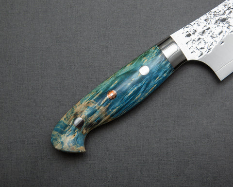 Yu Kurosaki "Shizuku" R2/SG2 Kiritsuke-Gyuto 180mm with Turquoise Stabilized-Wood Handle