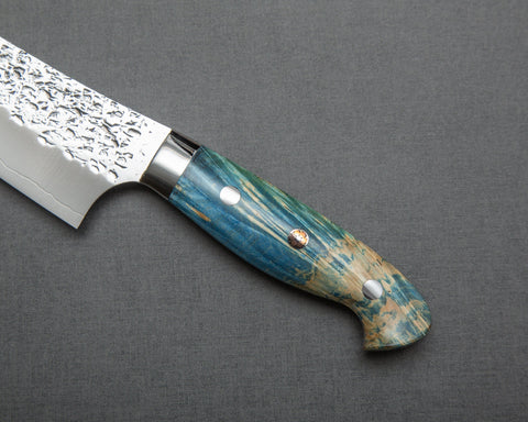 Yu Kurosaki "Shizuku" R2/SG2 Kiritsuke-Gyuto 180mm with Turquoise Stabilized-Wood Handle