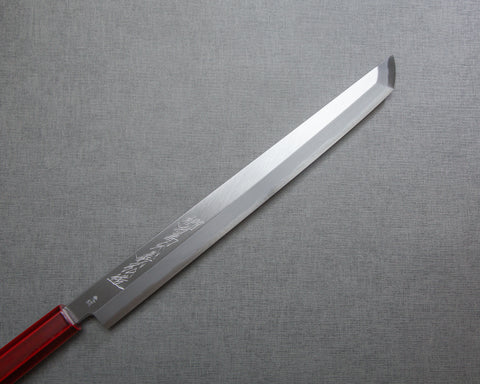 Yoshihiro "Ao-Kasumi" Aogami #2 300mm Sakimaru Takohiki with Urushi Handle and Maki-e Art (Unryu) Saya
