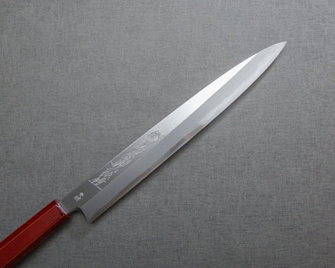 Yoshihiro "Ao-Kasumi" Aogami #2 240mm Yanagiba with Urushi Handle and Maki-e Art (Unryu) Saya