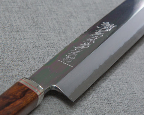 Goh Umanosuke Yoshihiro Ginsan (Silver #3) Mirror 330mm Yanagiba with Ironwood Handle with Saya